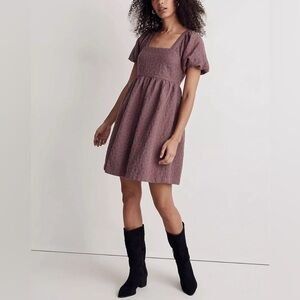 Madewell Floral Quilted Puff-Sleeve Mini Dress